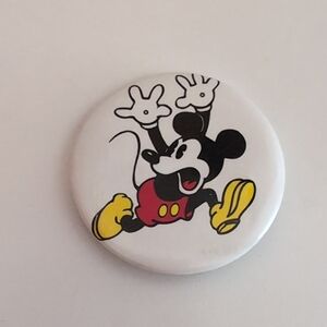 Vintage Mickey Mouse Old Fashion Button Pin Cartoon 1980s Disney
